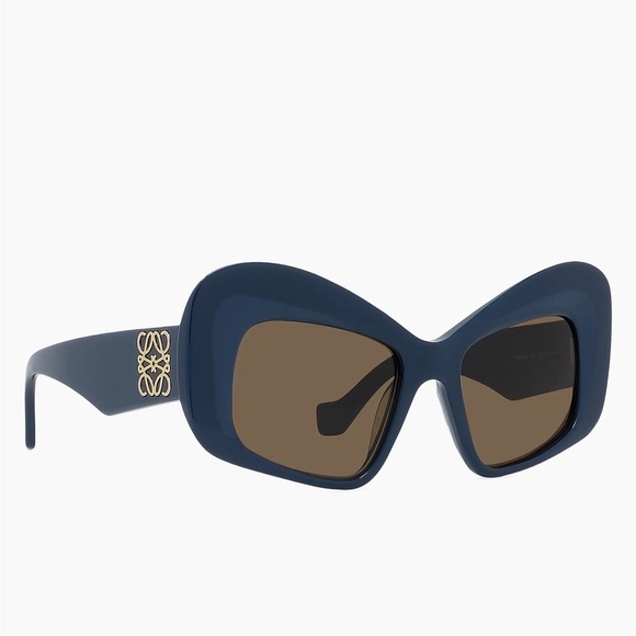 Loewe Women's Navy Sunglasses with Gold Accent (NWT) - Picture 8 of 9